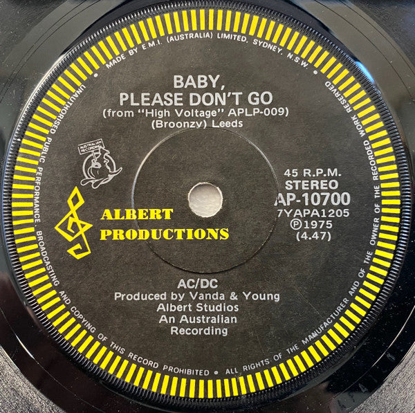 AC/DC – Baby, Please Don't Go 7" vinyl record, image 1 of 2