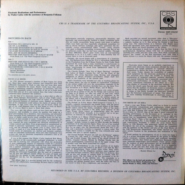 Walter Carlos – Switched-On Bach LP vinyl record, image 2 of 4