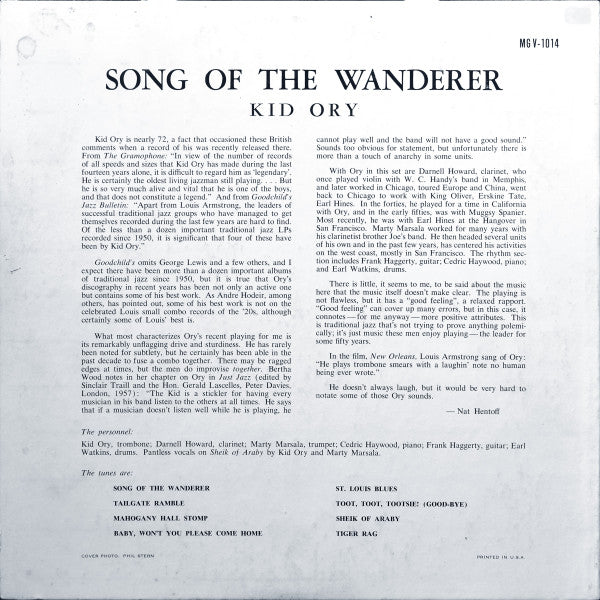 Kid Ory – Song Of The Wanderer LP vinyl record, image 2 of 4