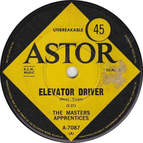 The Master's Apprentices – Elevator Driver 7" vinyl record, image 1 of 2