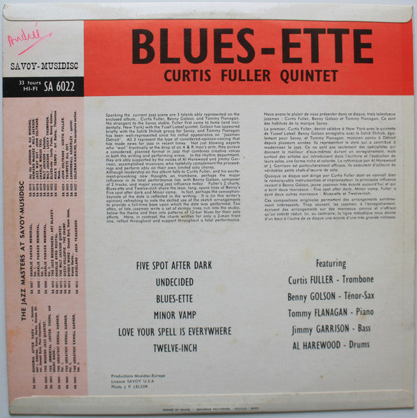 Curtis Fuller's Quintet – Blues-ette LP vinyl record, image 2 of 4