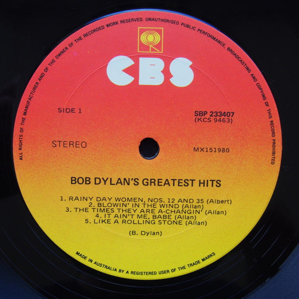 Bob Dylan – Bob Dylan's Greatest Hits LP vinyl record, image 3 of 5