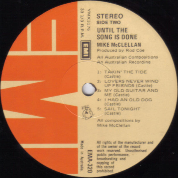 Mike McClellan – Until The Song Is Done LP vinyl record, image 6 of 6