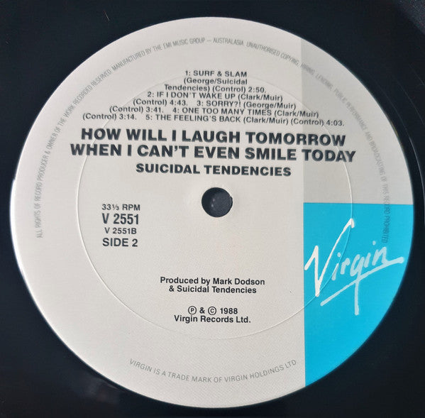 Suicidal Tendencies – How Will I Laugh Tomorrow, When I Can't Even Smile Today LP vinyl record, image 4 of 6
