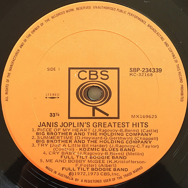 Janis Joplin – Janis Joplin's Greatest Hits LP vinyl record, image 3 of 4