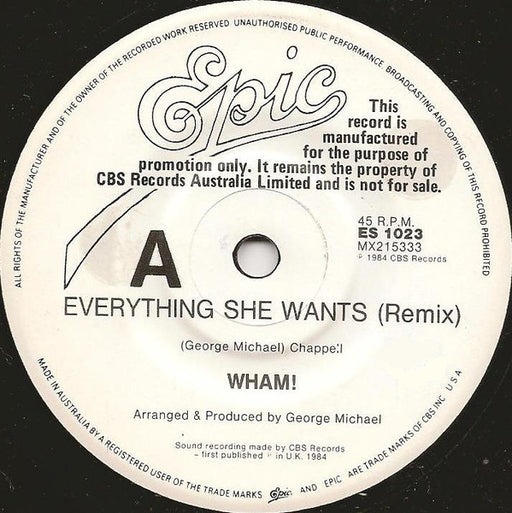 Wham! – Everything She Wants (Remix) 7" vinyl record, image 1 of 4
