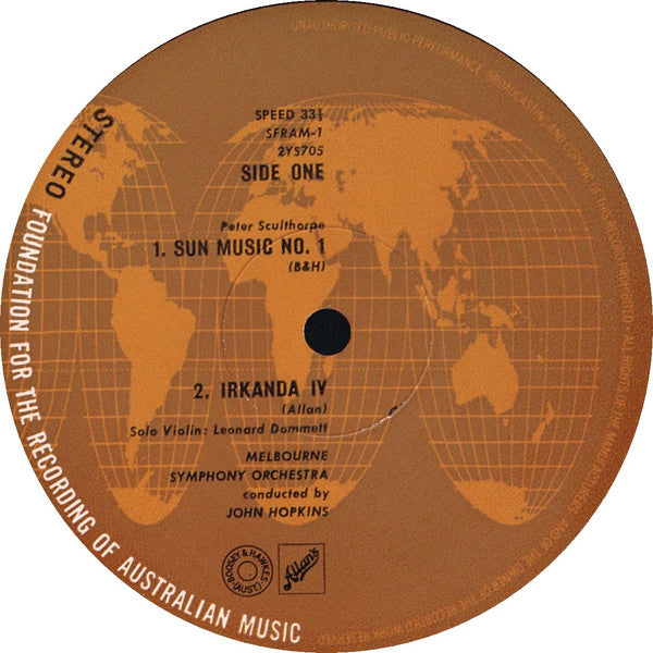 Peter Sculthorpe, Dorian Le Gallienne, Melbourne Symphony Orchestra, John Hopkins – Sun Music I • Irkanda IV / Sinfonietta LP vinyl record, image 5 of 6