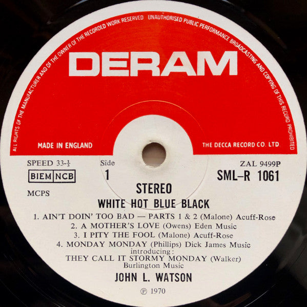 John L. Watson – White Hot Blue Black LP vinyl record, image 3 of 5