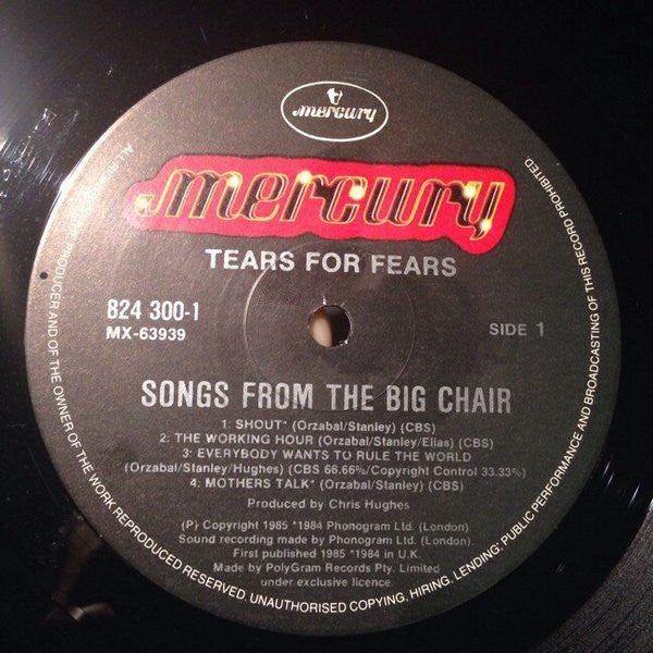 Tears For Fears – Songs From The Big Chair LP vinyl record, image 5 of 7