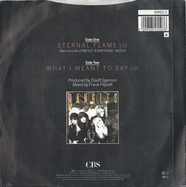 Bangles – Eternal Flame 7" vinyl record, image 2 of 4