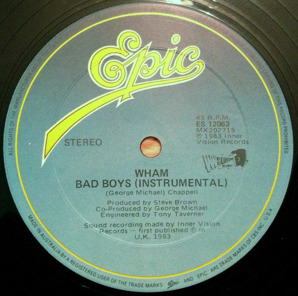 Wham! – Bad Boys 12" vinyl record, image 2 of 2