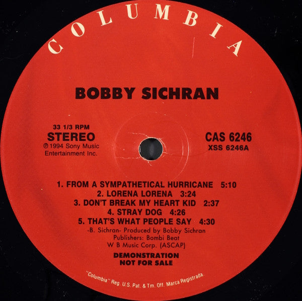 Bobby Sichran – From A Sympathetical Hurricane LP vinyl record, image 3 of 4