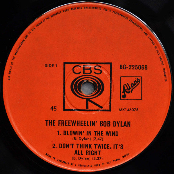 Bob Dylan – The Freewheelin' Bob Dylan 7" vinyl record, image 5 of 6