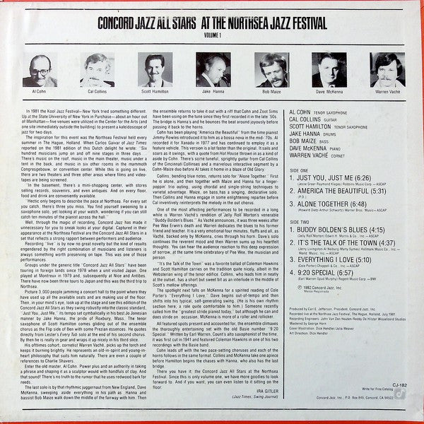 Concord Jazz All Stars – Concord Jazz All Stars At The Northsea Jazz Festival - Volume 1 LP vinyl record, image 2 of 7