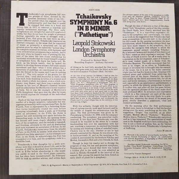 Pyotr Ilyich Tchaikovsky, Leopold Stokowski, London Symphony Orchestra – Symphony No. 6 In B Minor Op. 74, "Pathetique" LP vinyl record, image 2 of 4