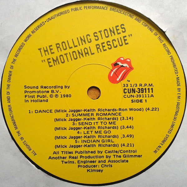 The Rolling Stones – Emotional Rescue LP vinyl record, image 3 of 8