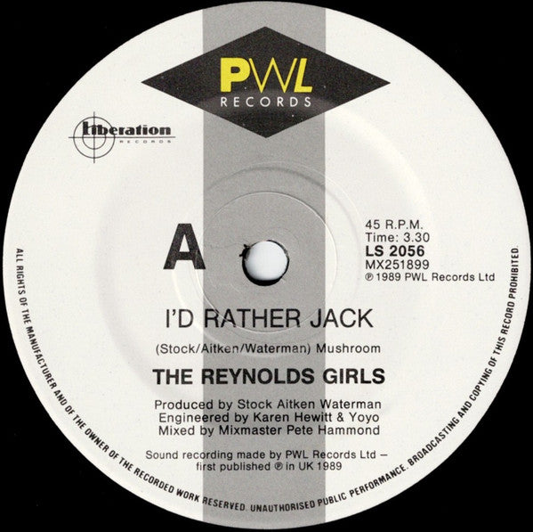 The Reynolds Girls – I'd Rather Jack 7" vinyl record, image 3 of 4