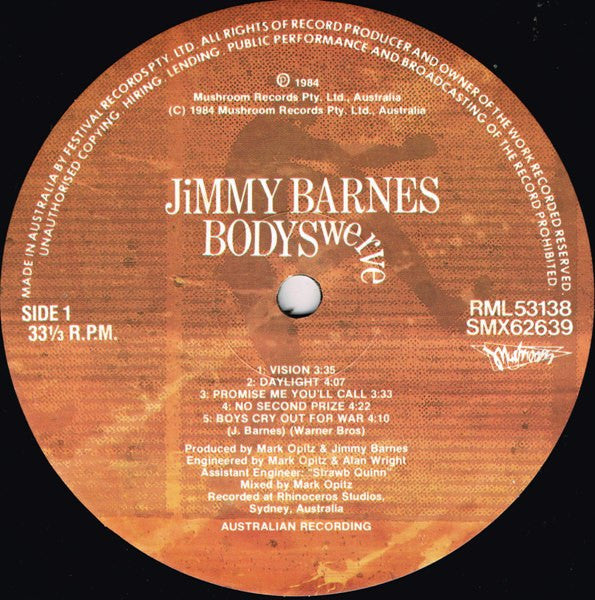 Jimmy Barnes – Bodyswerve LP vinyl record, image 4 of 7