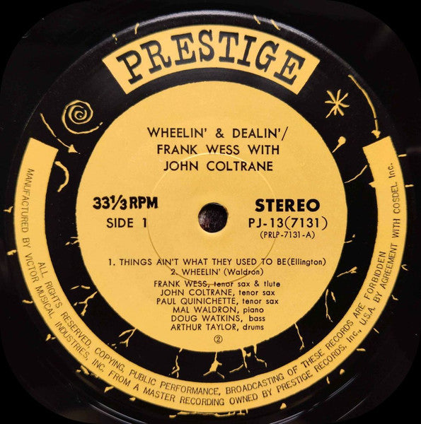 Frank Wess, John Coltrane, Paul Quinichette, Mal Waldron, Doug Watkins, Art Taylor – Wheelin' & Dealin' LP vinyl record, image 5 of 8