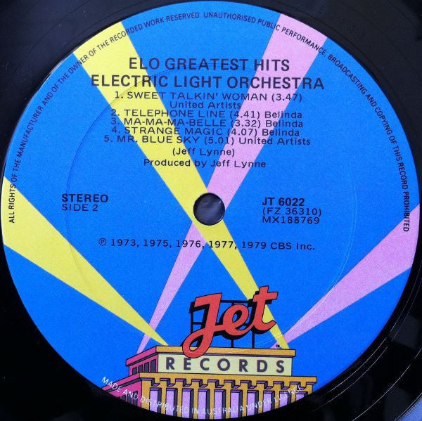 Electric Light Orchestra – ELO's Greatest Hits LP vinyl record, image 5 of 6
