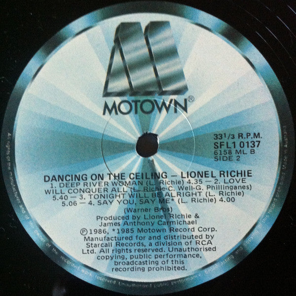 Lionel Richie – Dancing On The Ceiling LP vinyl record, image 7 of 7