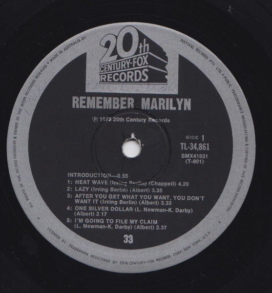 Marilyn Monroe – Remember Marilyn LP vinyl record, image 5 of 6