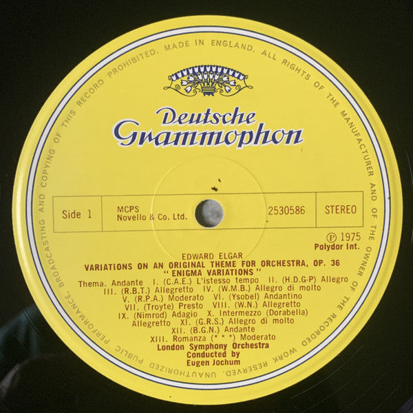 Sir Edward Elgar, Johannes Brahms, London Symphony Orchestra, Eugen Jochum – Enigma Variations / St. Antoni Variations LP vinyl record, image 4 of 4