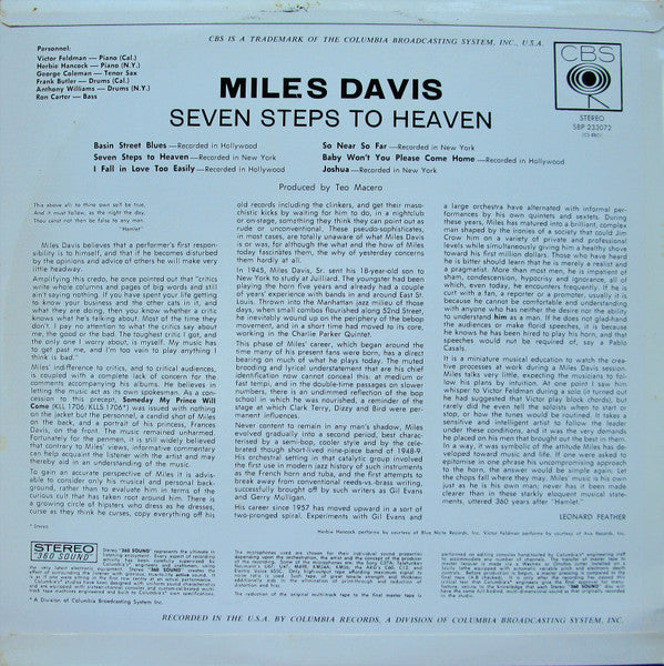 Miles Davis – Seven Steps To Heaven LP vinyl record, image 2 of 2