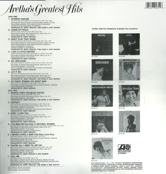 Aretha Franklin – Aretha's Greatest Hits LP vinyl record, image 2 of 6