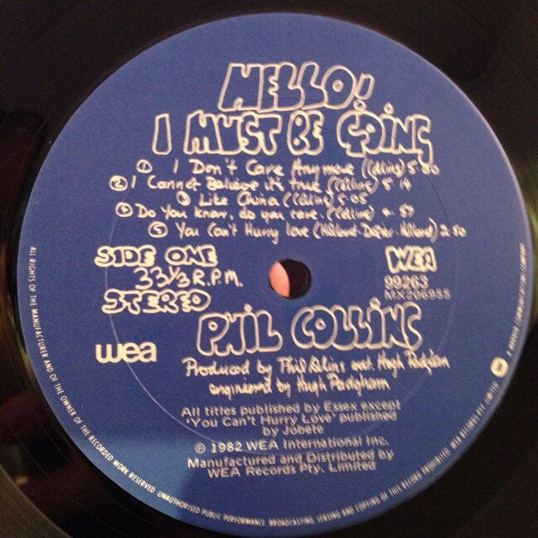 Phil Collins – Hello, I Must Be Going! LP vinyl record, image 6 of 7