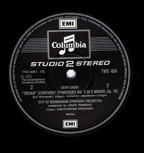 Camille Saint-Saëns, City Of Birmingham Symphony Orchestra, Christopher Robinson, Louis Frémaux – Saint-Saëns: Organ Symphony (Symphony No. 3 In C Minor, Op. 78) LP vinyl record, image 4 of 4