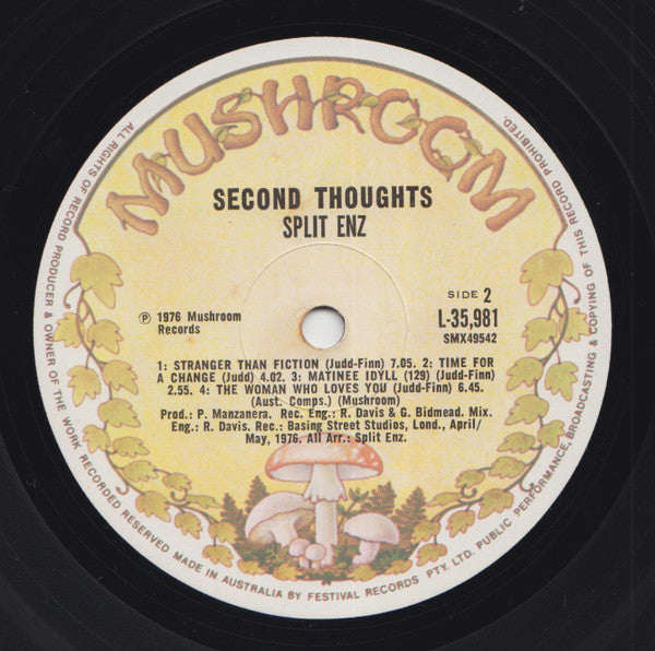 Split Enz – Second Thoughts LP vinyl record, image 4 of 4