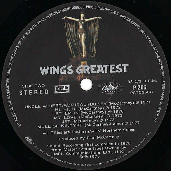 Wings – Wings Greatest LP vinyl record, image 4 of 4