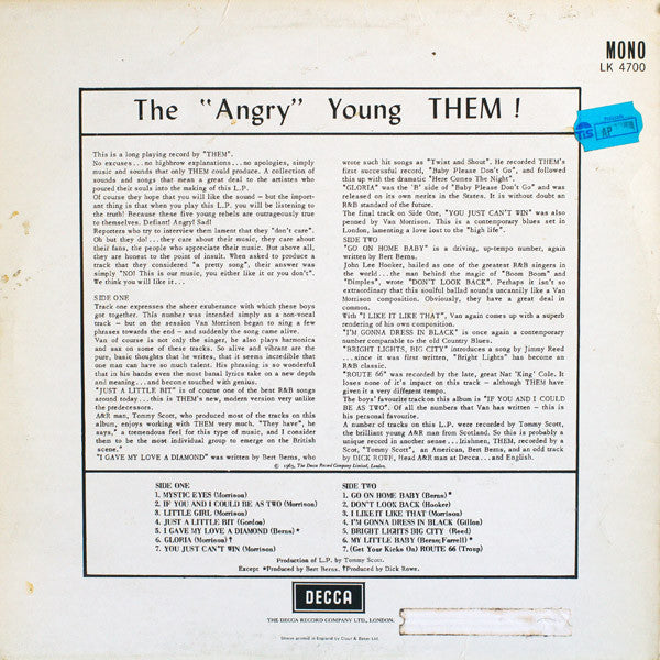 Them – The ‟Angry” Young Them ! LP vinyl record, image 2 of 6