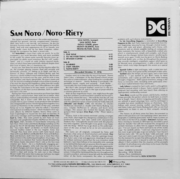 Sam Noto – Noto-Riety LP vinyl record, image 2 of 4