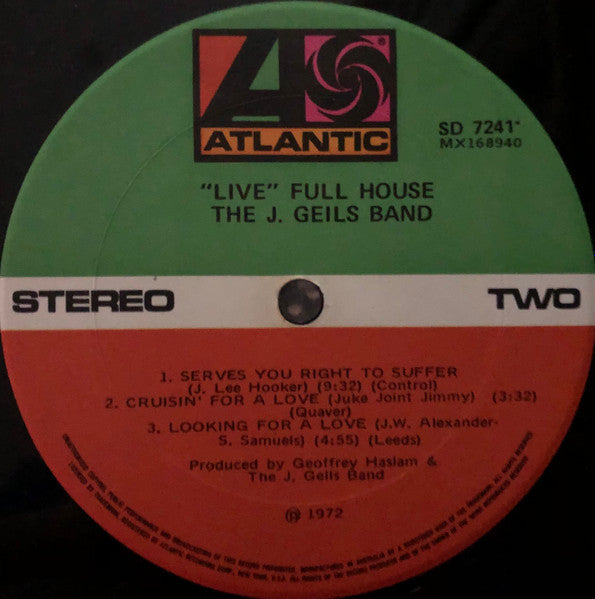 The J. Geils Band – "Live" Full House LP vinyl record, image 4 of 4