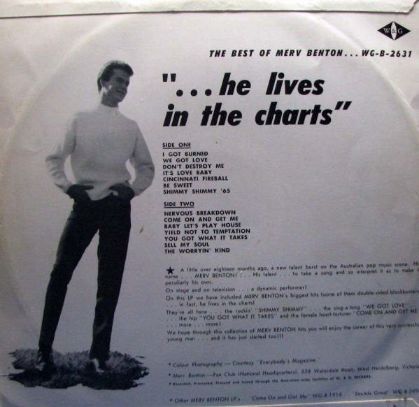 Merv Benton – The Best Of Merv Benton LP vinyl record, image 2 of 3