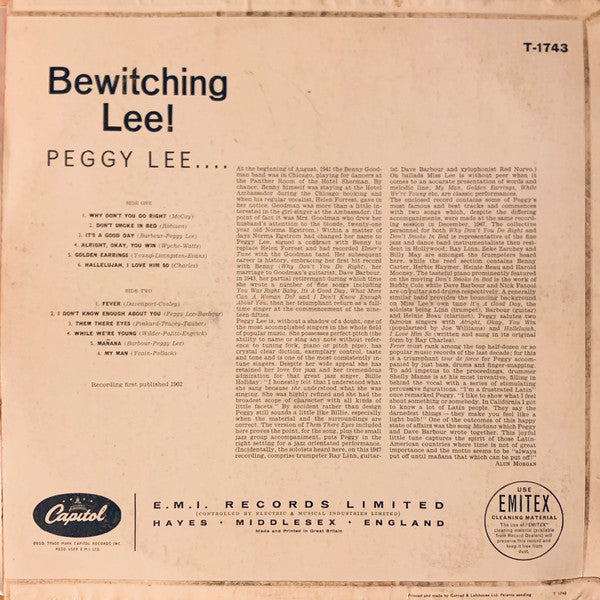 Peggy Lee – Bewitching Lee! LP vinyl record, image 2 of 4