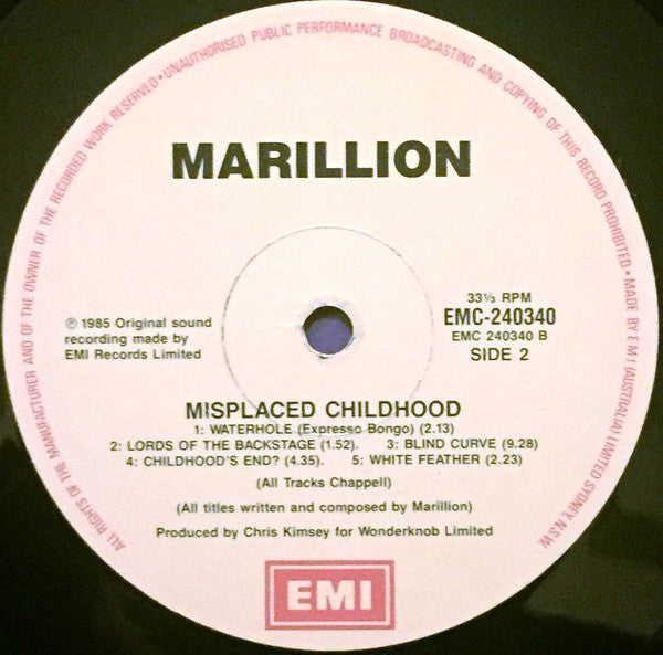Marillion – Misplaced Childhood LP vinyl record, image 7 of 7