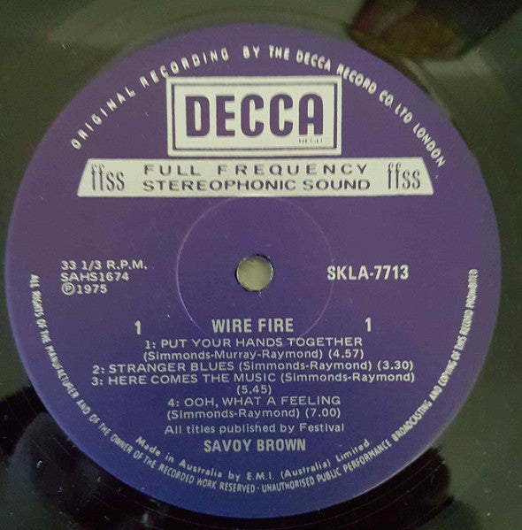 Savoy Brown, Kim SImmonds – Wire Fire LP vinyl record, image 3 of 3