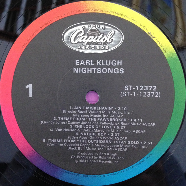 Earl Klugh – Nightsongs LP vinyl record, image 3 of 4