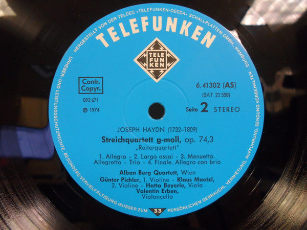 Joseph Haydn, Alban Berg Quartett – Streichquartette / String Quartets / Quatuors À Cordes: Op. 76,3 "Kaiserquartett" - Op. 74,3 "Reiterquartett" LP vinyl record, image 5 of 5