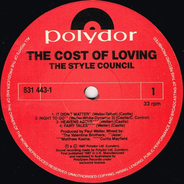 The Style Council – The Cost Of Loving LP vinyl record, image 3 of 6