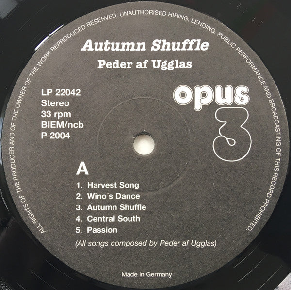 Peder Af Ugglas – Autumn Shuffle LP vinyl record, image 3 of 4