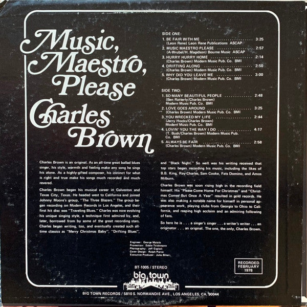 Charles Brown – Music, Maestro, Please LP vinyl record, image 2 of 4