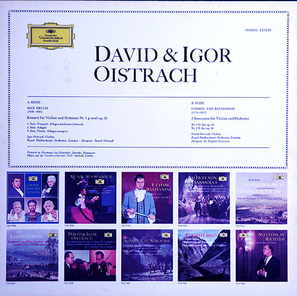 David Oistrach, Igor Oistrach, Max Bruch, Ludwig van Beethoven – Konzert Für Violine & Orchester Nr. 1 G-moll Op. 26 / Romanzen Für Violine & Orchester Nr. 1 G-dur Op. 40 · Nr. 2 F-dur Op. 50 LP vinyl record, image 2 of 4