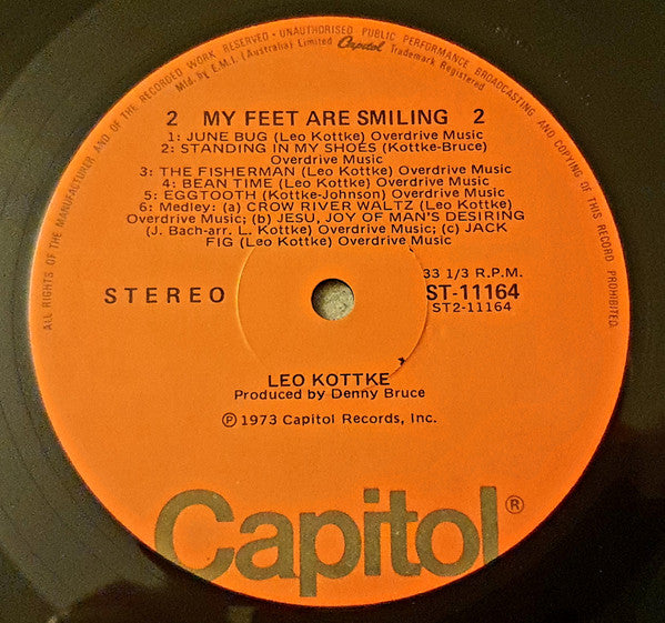 Leo Kottke – My Feet Are Smiling LP vinyl record, image 4 of 4