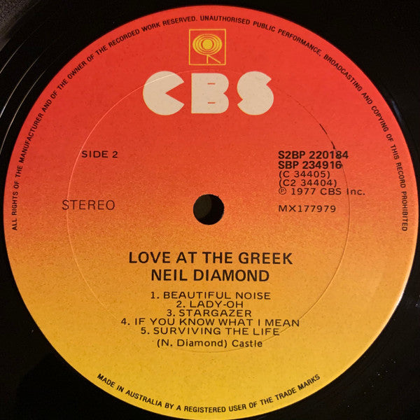 Neil Diamond – Love At The Greek - Recorded Live At The Greek Theatre (2xLP) LP vinyl record, image 8 of 8