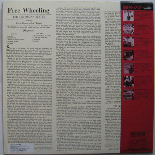 The Ted Brown Sextet, Warne Marsh, Art Pepper – Free Wheeling LP vinyl record, image 2 of 7