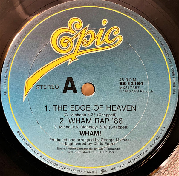 Wham! – The Edge Of Heaven 12" vinyl record, image 4 of 5